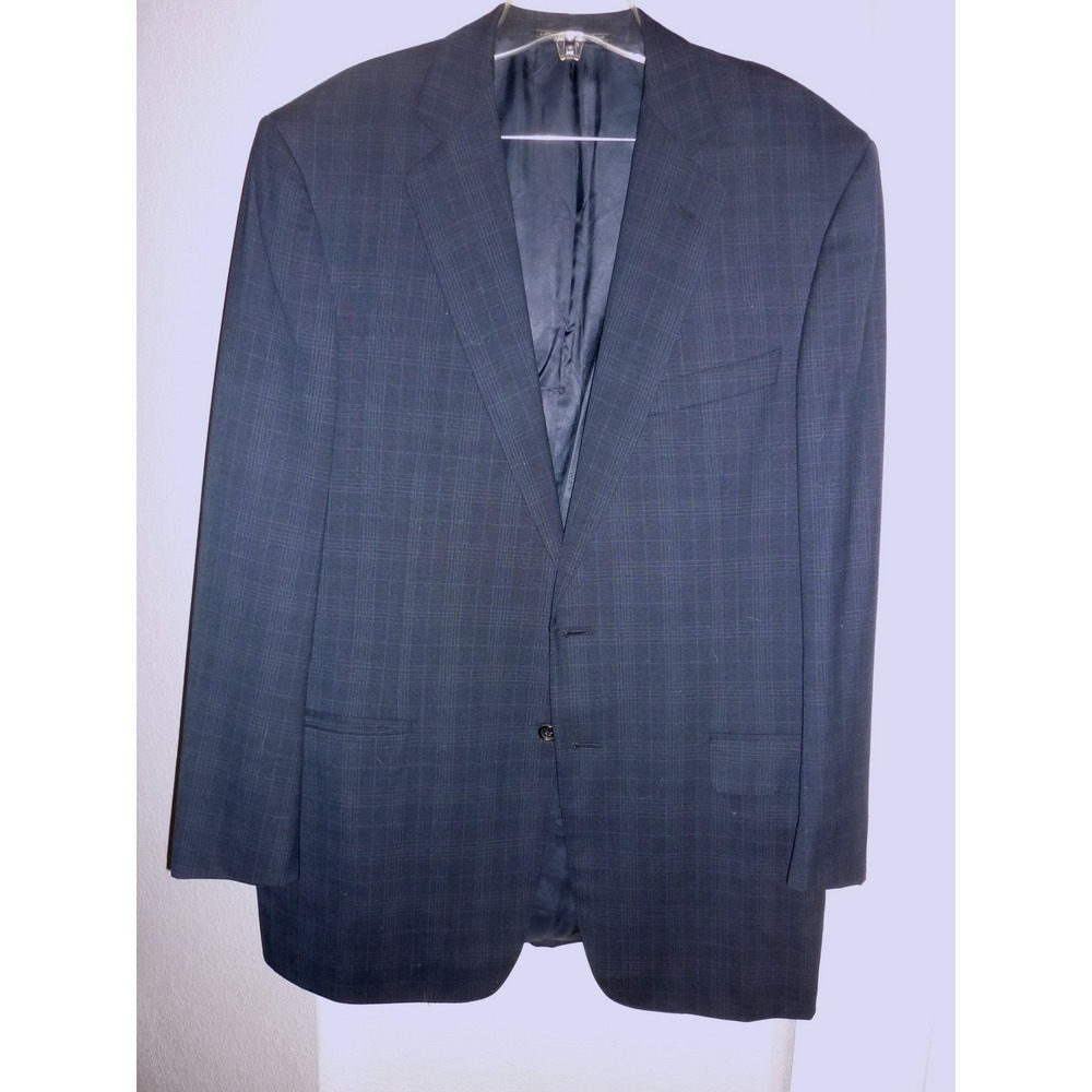 Ermenegildo Zegna Neiman Marcus Navy Plaid 100% Wool 15 Milmil 15 Blazer 56 CH